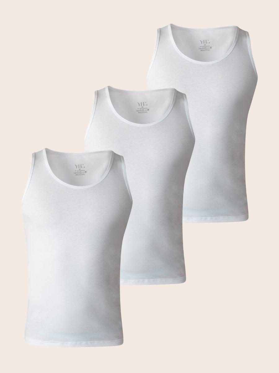 Pack de 3 débardeurs blancs homme en coton YIT