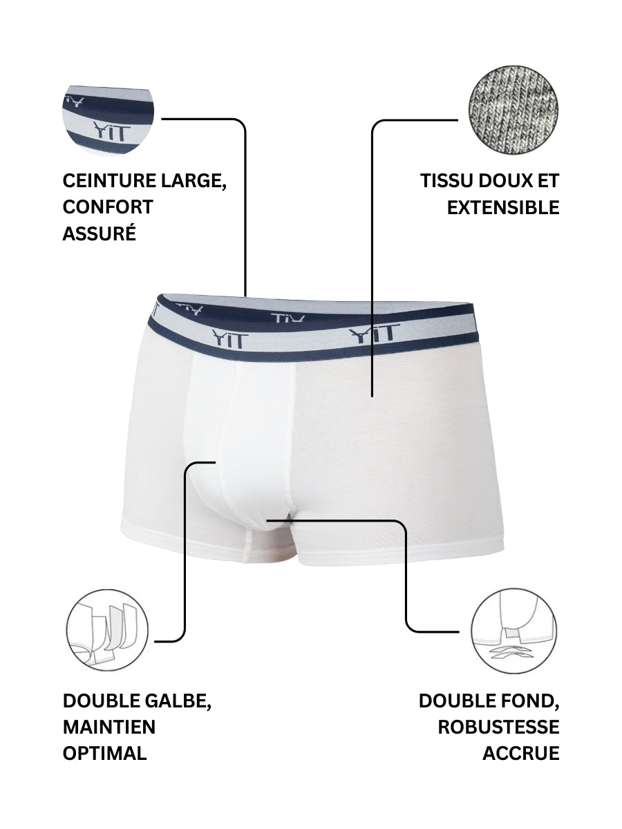 Pack 3 Boxers Blanc Homme en Coton