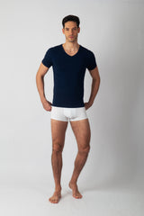 Pack 3 T-shirts Col V Bleu Marine Homme en Coton