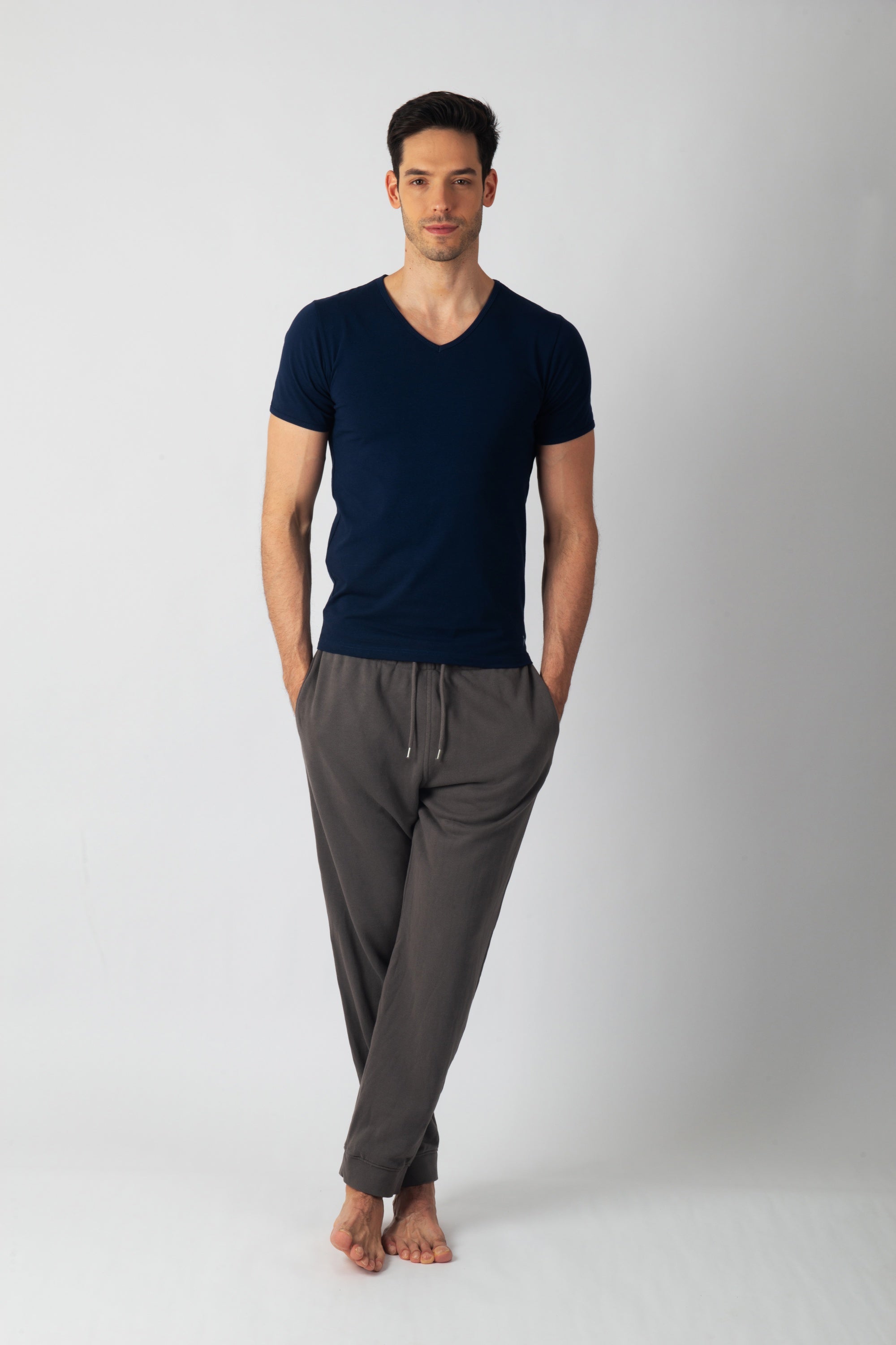 Pack Matsumoto de 3 T-shirts Col V Homme en Coton