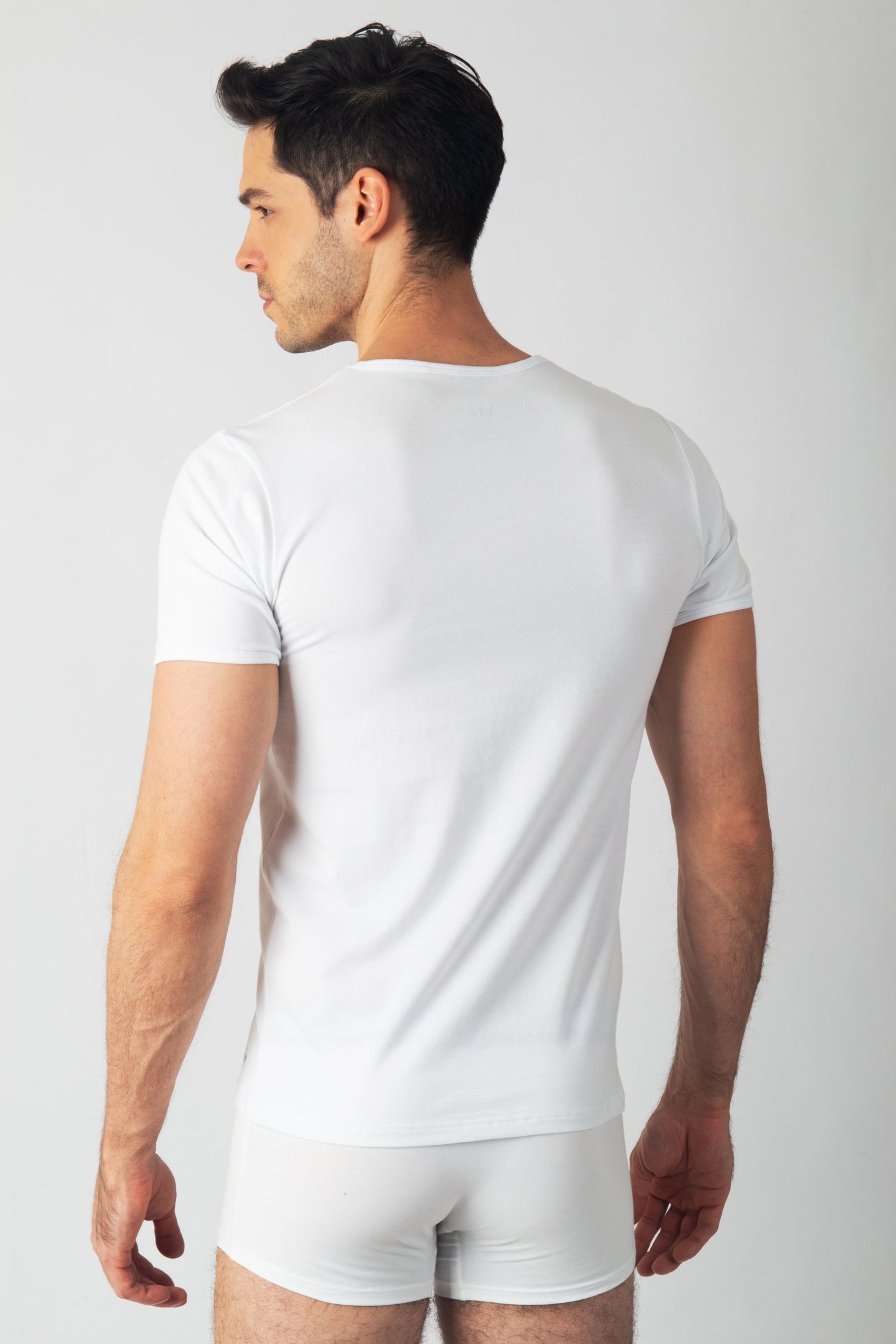 Pack 3 T-shirts Col V Blanc Homme en Coton