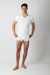 Pack 3 T-shirts Col V Blanc Homme en Coton
