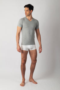 Pack 3 T-shirts Col V Gris Homme en Coton