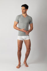 Pack 3 T-shirts Col V Gris Homme en Coton