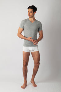 Pack 3 T-shirts Col V Gris Homme en Coton