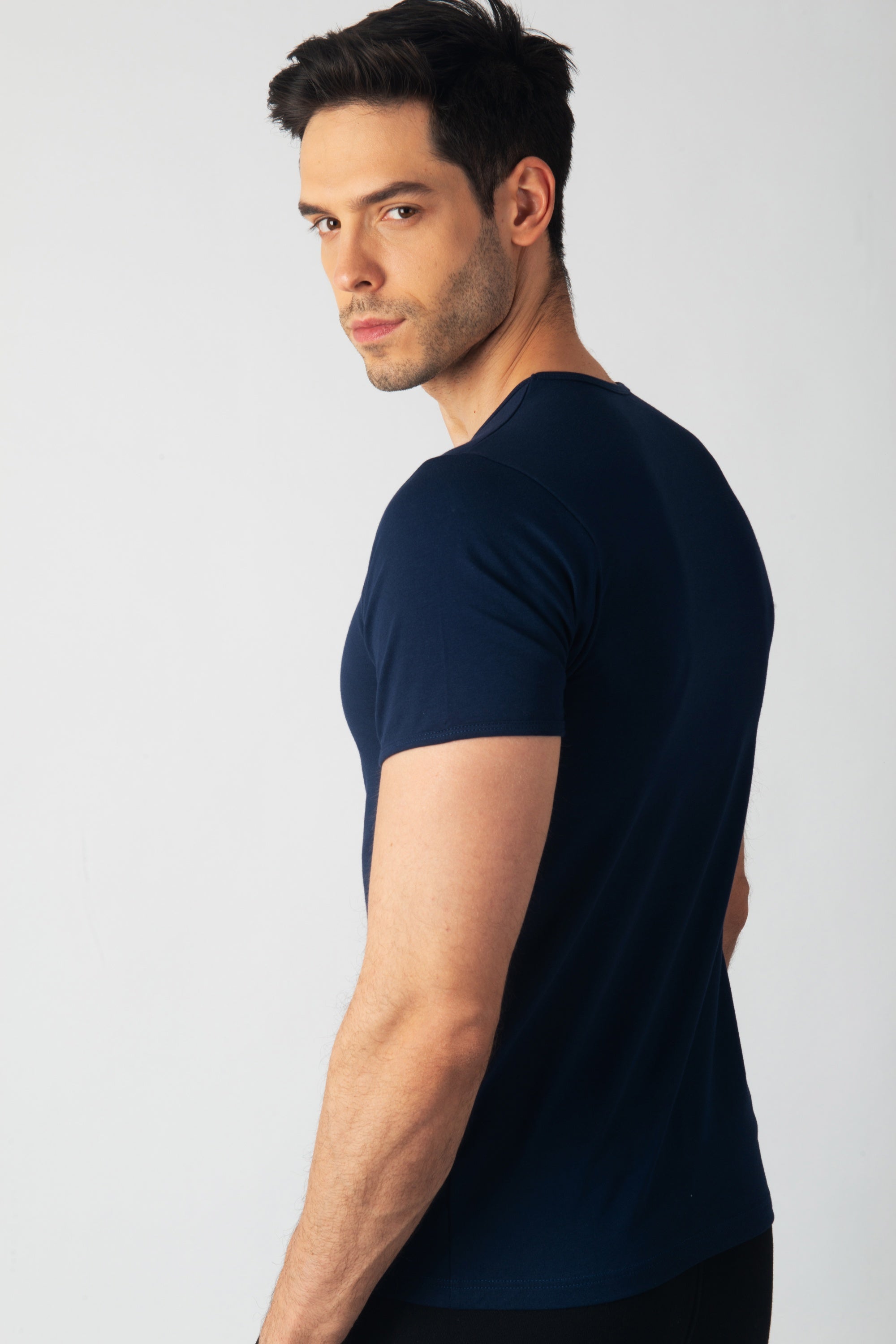 Pack 3 T-shirts Col Rond Bleu Marine Homme en Coton