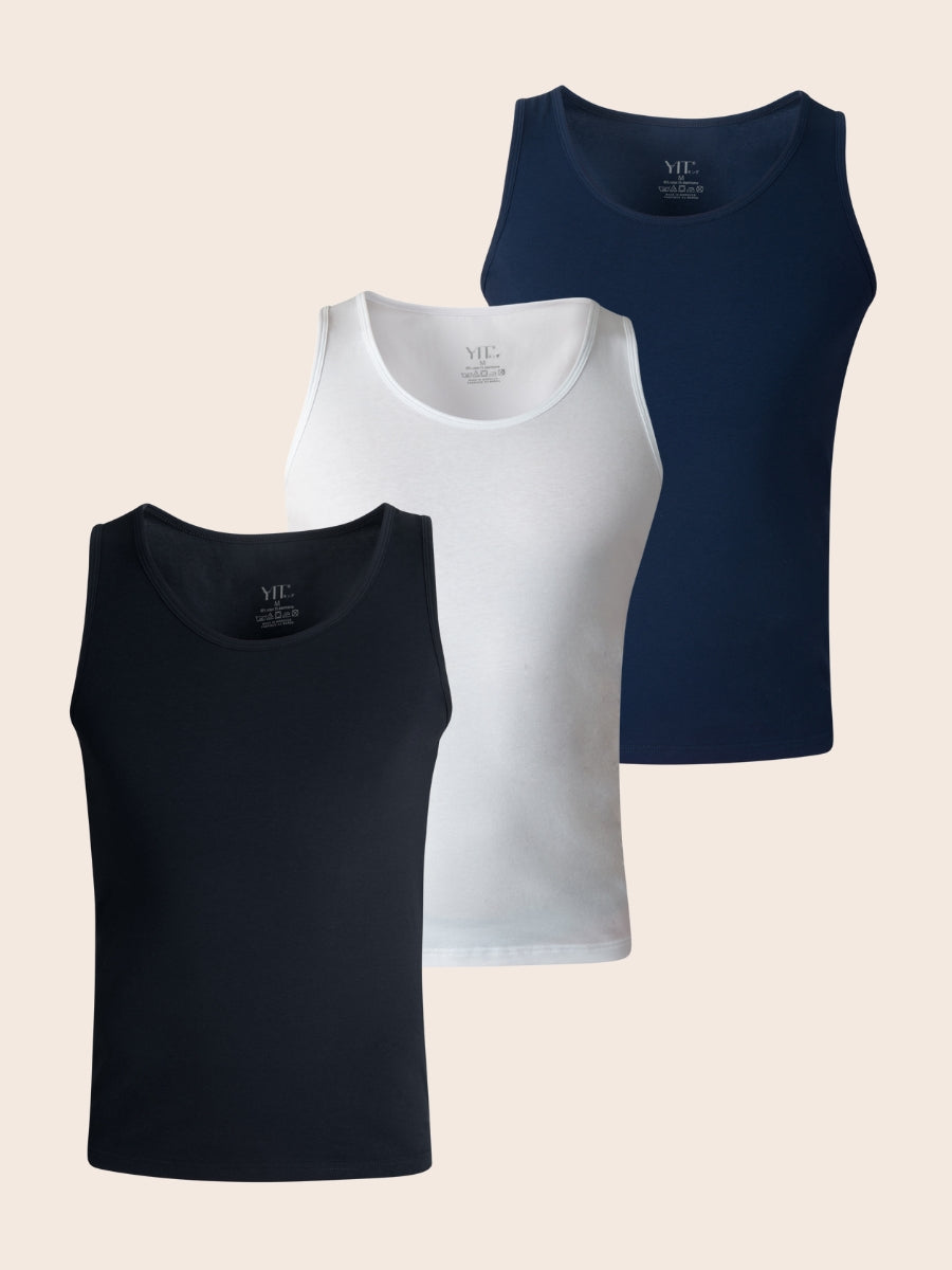 Pack Miyazaki de 3 Débardeur en Coton (Bleu Marine, Blanc, Noir)