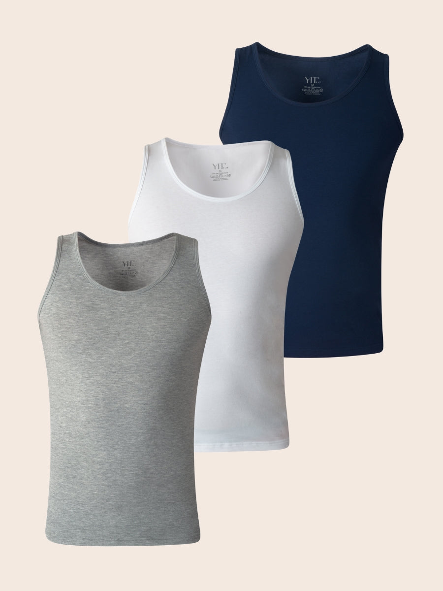 Pack Yokohama de 3 Débardeur en Coton (Gris, Blanc, Bleu Marine)