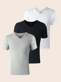 Pack Shirakawa de 3 T-shirts Col V Homme en Coton