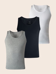 Pack Kobe de 3 Débardeur en Coton (Gris, Blanc, Noir)