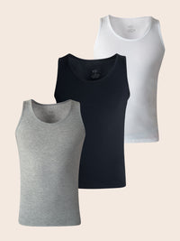 Pack Kobe de 3 Débardeur en Coton (Gris, Blanc, Noir)