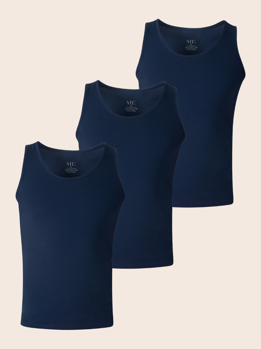 Pack Débardeur Bleu Marine – 3 Débardeur Homme en Coton