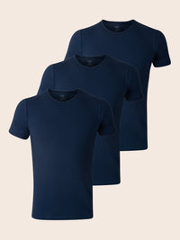 Pack 3 T-shirts Col Rond Bleu Marine Homme en Coton