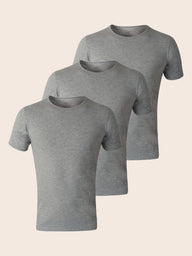 Pack 3 T-shirts Col Rond Gris Homme en Coton