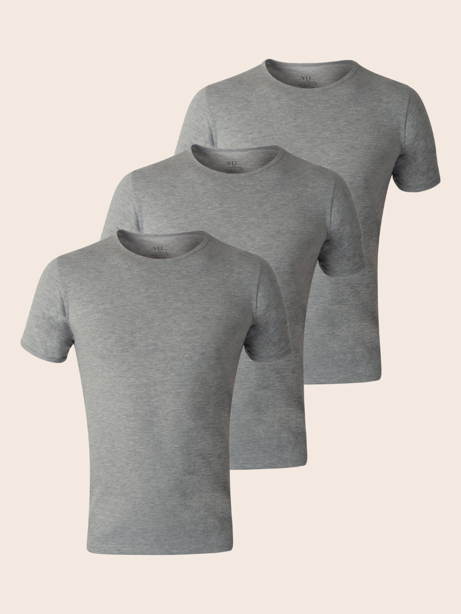 Pack 3 T-shirts Col Rond Gris Homme en Coton