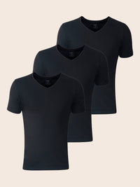 Pack 3 T-shirts Col V Noir Homme en Coton