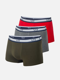 Pack Tokyo – 3 Boxers Homme en Coton (Rouge, Gris, Marron)