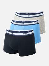 Pack Osaka – 3 Boxers Homme en Coton (Gris Claire, Bleu Ciel, Noir)