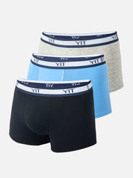 Pack Osaka – 3 Boxers Homme en Coton (Gris Claire, Bleu Ciel, Noir)